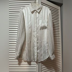 Tahari Women's Long Sleeve White Blouse Size S